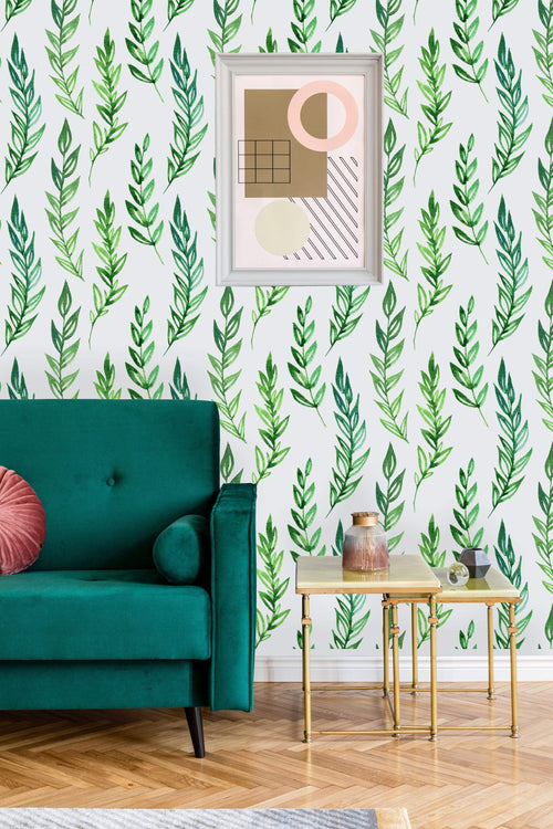 Pattern with Fern Leaves Wallpaper