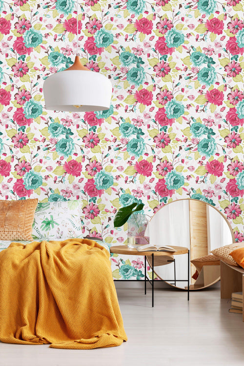 Pattern with Flowers Wallpaper