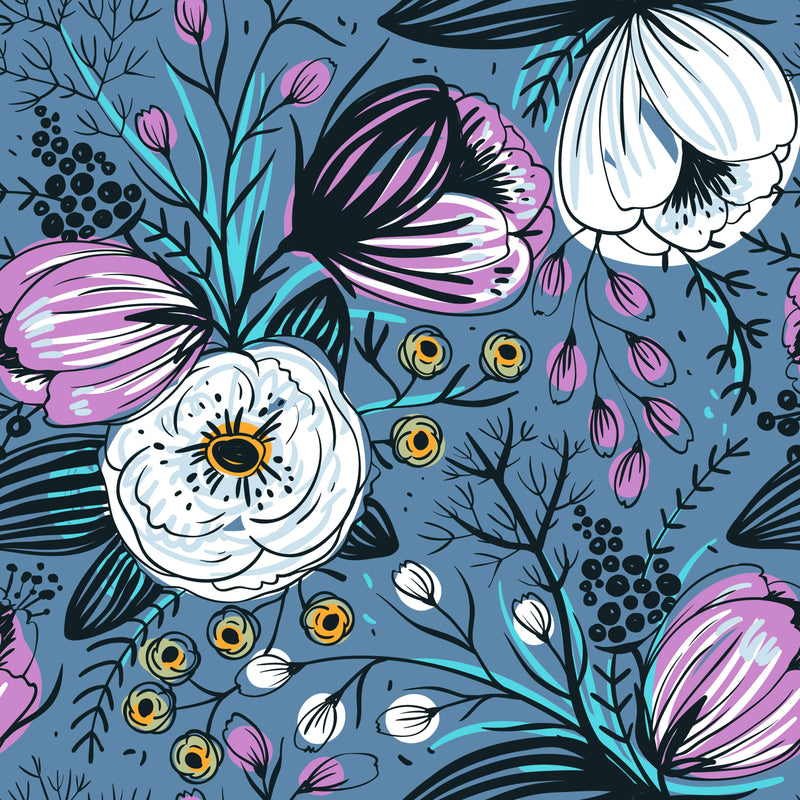 Pattern with Vintage Flowers Wallpaper