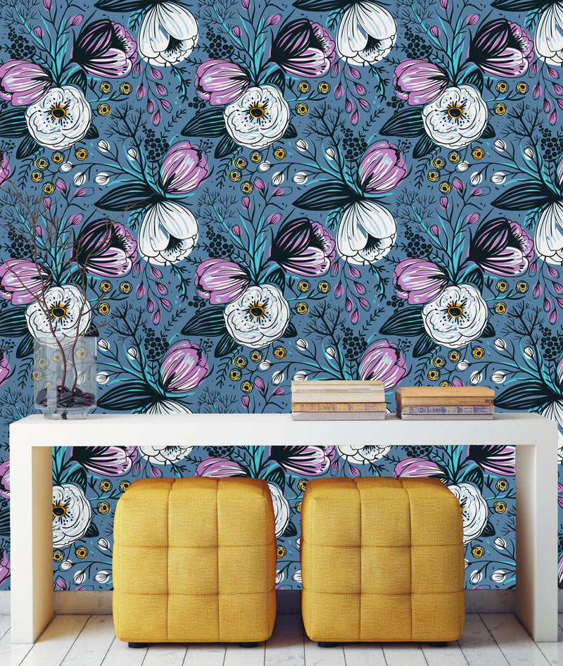 Pattern with Vintage Flowers Wallpaper