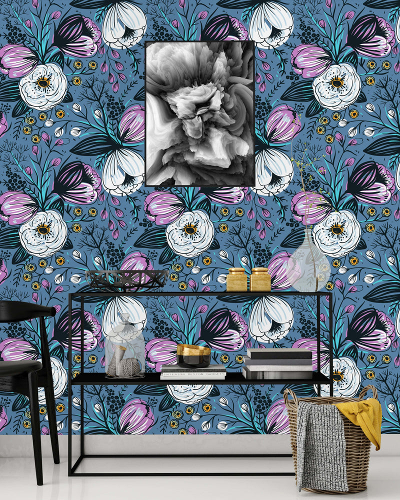 Pattern with Vintage Flowers Wallpaper