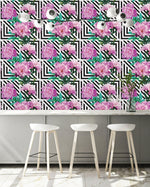 Peony on Geometric Background Wallpaper