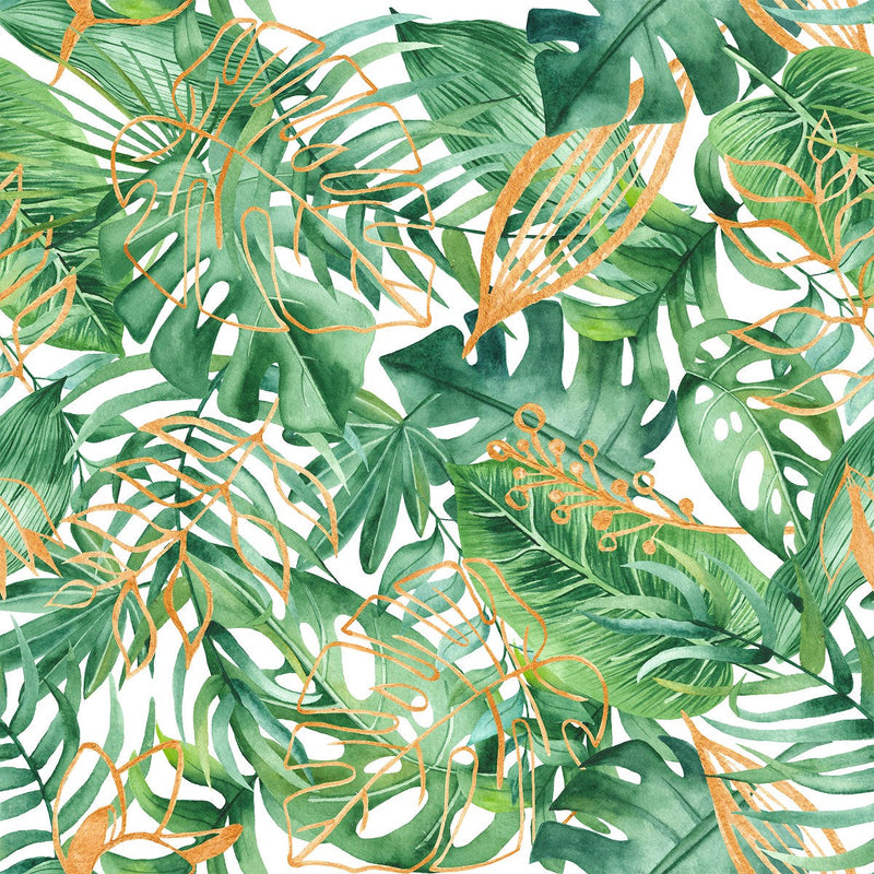 Modish Green Leaves Wallpaper Chic