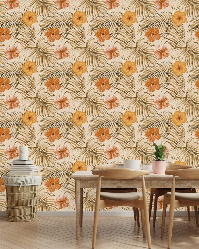 Modish Tropical Flowers Wallpaper
