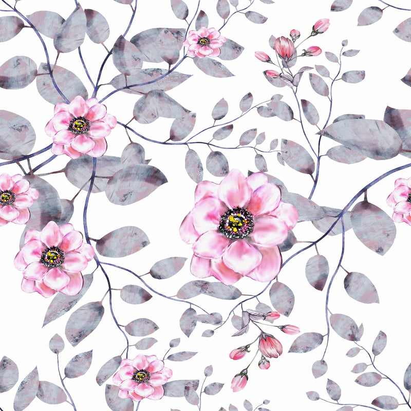 Pink Flowers with Gray Leaves Wallpaper