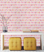 Pink Watercolor Geometric Pattern Wallpaper
