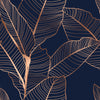 Dark Blue Wallpaper with Gold Leaves