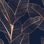 Dark Blue Wallpaper with Gold Leaves