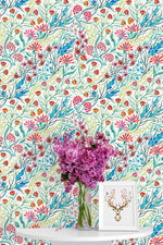 Poppy and Wild Flowers Wallpaper