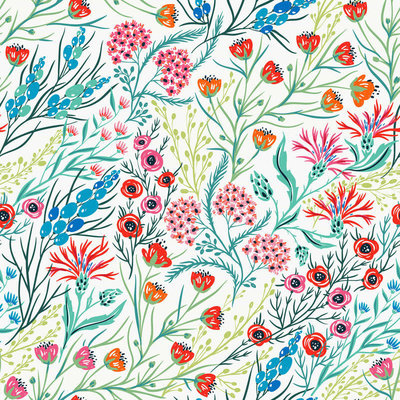 Poppy and Wild Flowers Wallpaper