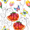 Poppy Flowers and Butterflies Wallpaper