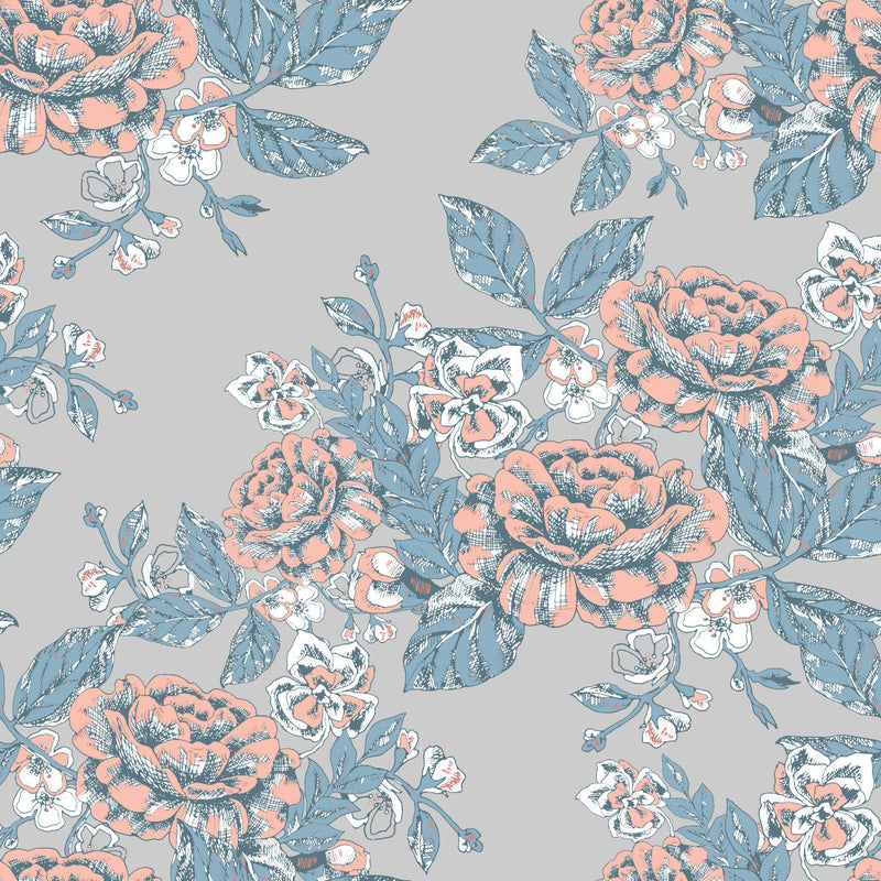 Stylish Grey Floral Wallpaper