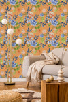 Stylish Orange Wallpaper with Flowers Vogue