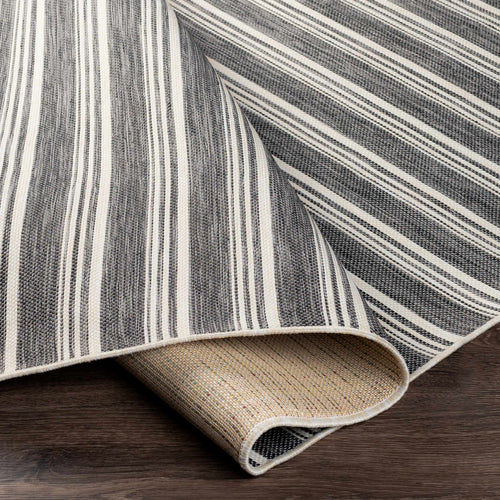 Macklin Black Striped Outdoor Rug - Clearance