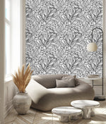 Black Outlines of Palm Leaves Wallpaper