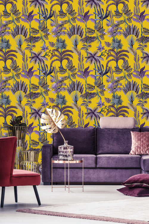 Purple Palm Leaves Wallpaper