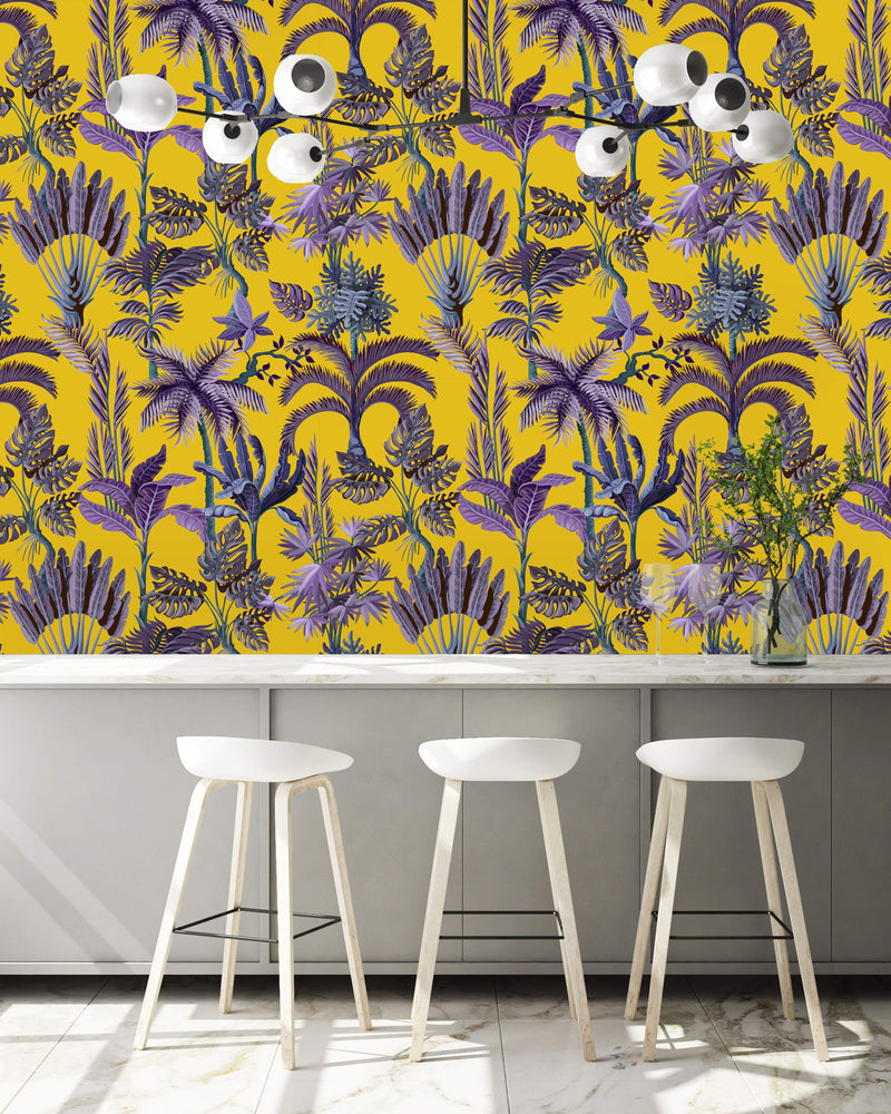 Purple Palm Leaves Wallpaper