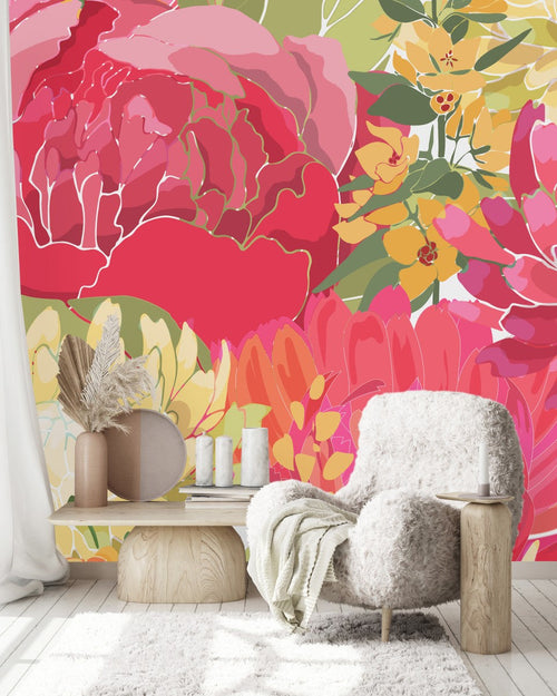 Elegant Large Flowers Wallpaper
