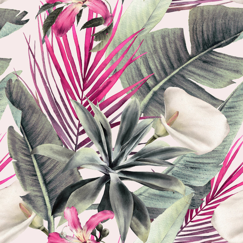 Pink Exotic Leaves Wallpaper
