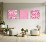 Pink Design Set of 3 Acrylic Art Prints Wall Art