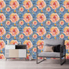 Blue Wallpaper with Roses