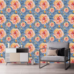 Blue Wallpaper with Roses