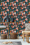 Contemporary Dark Wallpaper with Flowers Tasteful