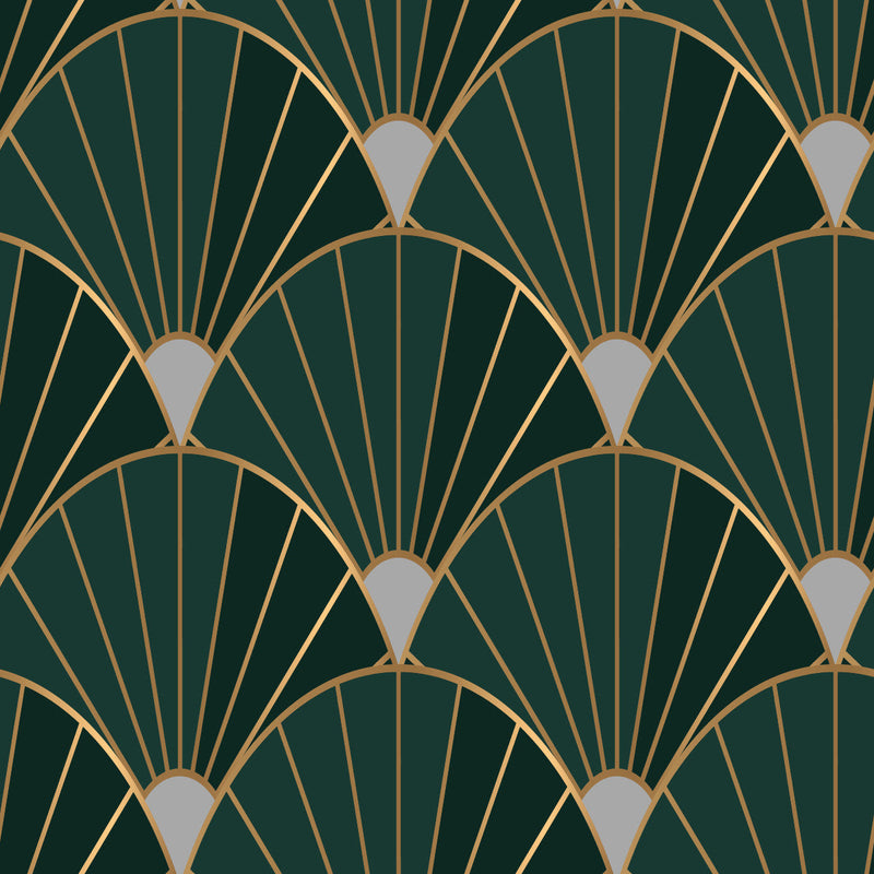 Dark Green and Gold Design Wallpaper