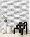 White Wallpaper with Black Dashes