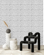 White Wallpaper with Black Dashes
