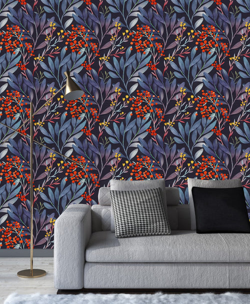 Stylish Red Berries Wallpaper Chic