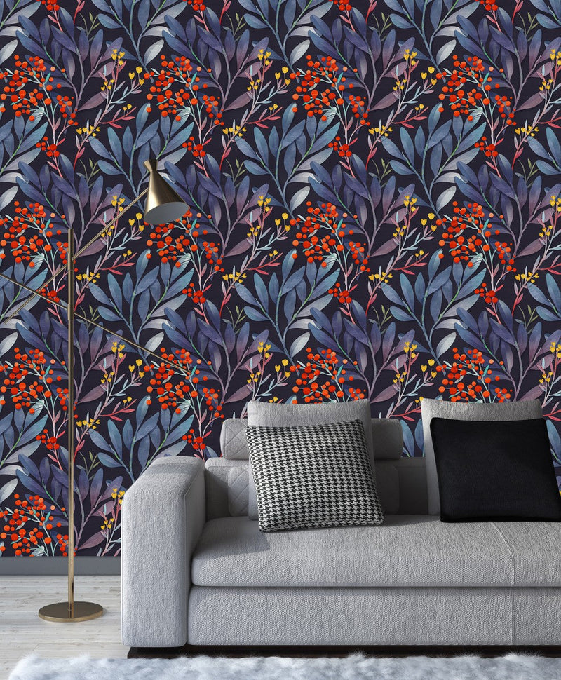 Stylish Red Berries Wallpaper Chic