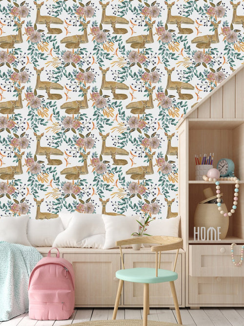 Bambi between Flowers Wallpaper