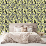 Yellow Wallpaper with White Flowers
