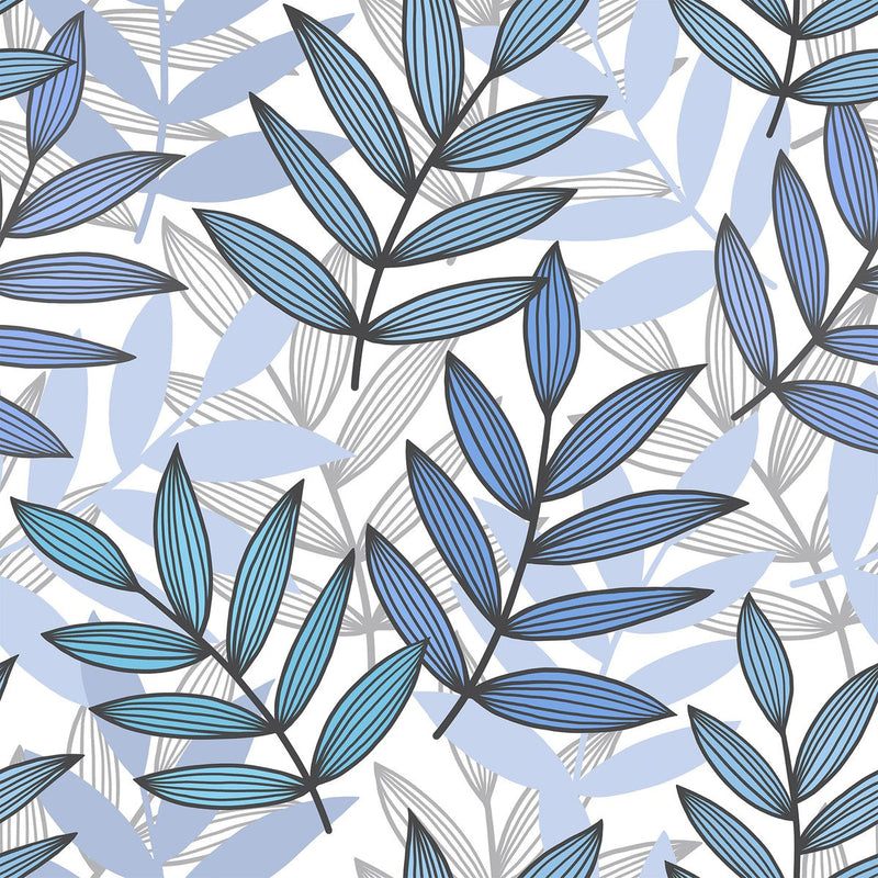 Stylish Blue Leaves Wallpaper Chic