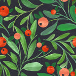 Elegant Green Leaves with Berries Wallpaper Tasteful