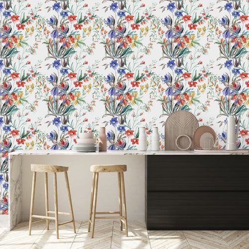 Contemporary Watercolor Flowers Wallpaper Vogue Select
