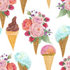 Ice Cream and Flowers Wallpaper