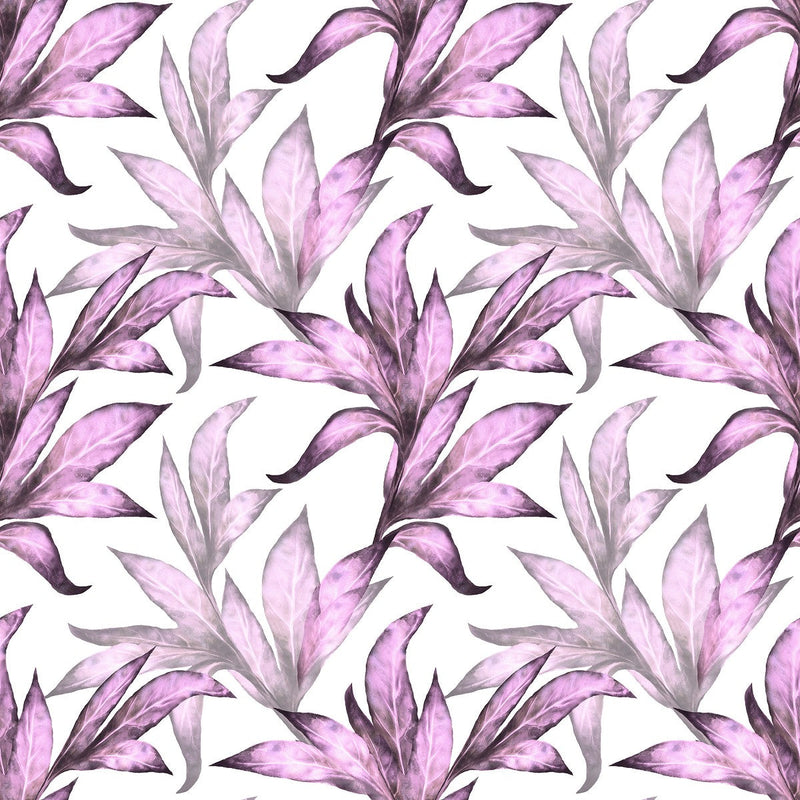 White Wallpaper with Pink Leaves