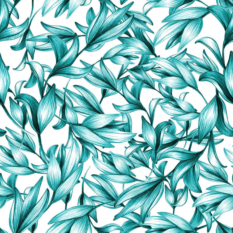 Modish Leaves on White Wallpaper Chic Select