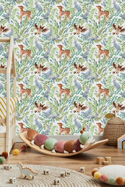 Animals and Leaves Wallpaper