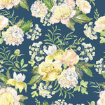 Contemporary Modern Dark Wallpaper with Light Flowers