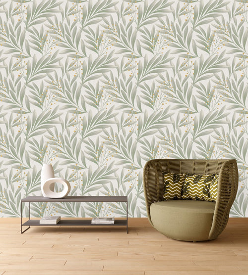 Fashionable Grey Leaves Wallpaper Chic