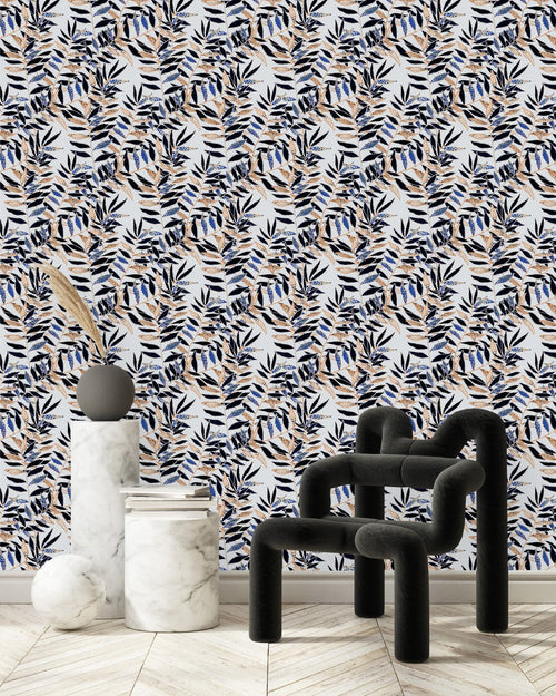Voguish Hand Drawn Leaves Wallpaper Tasteful
