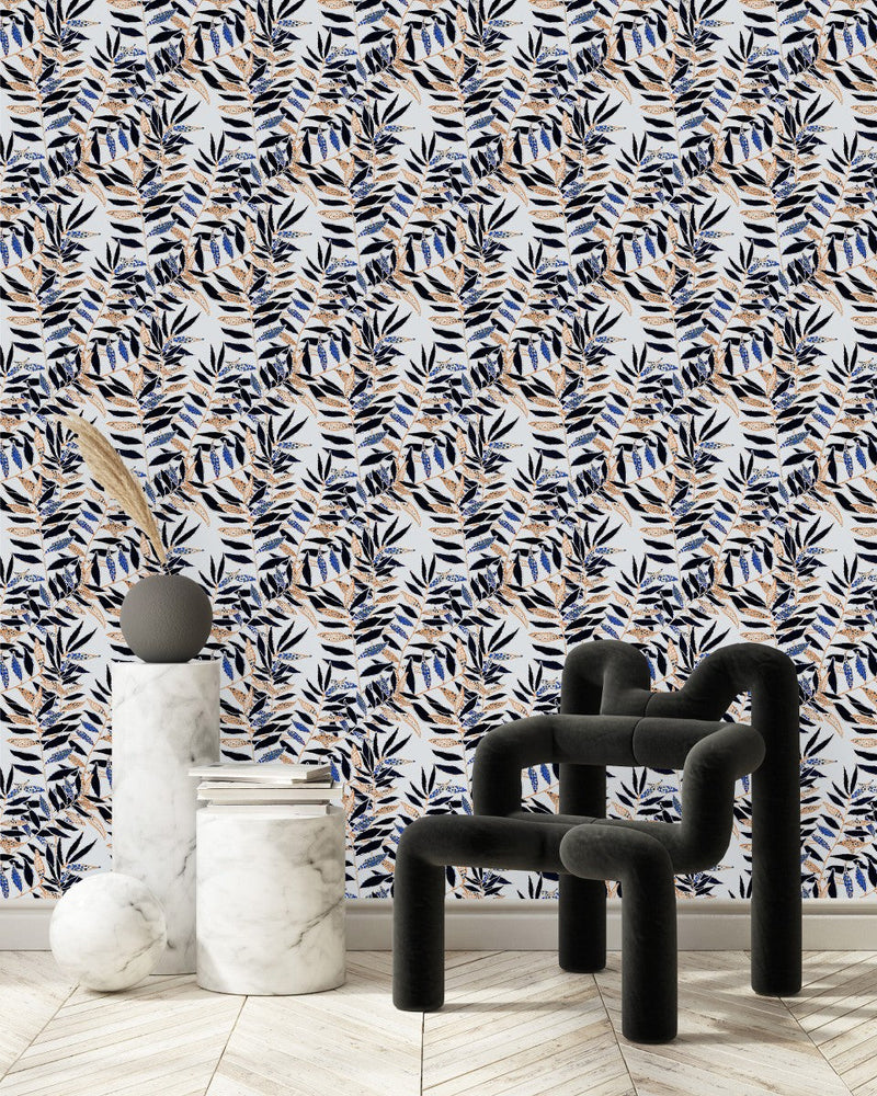 Voguish Hand Drawn Leaves Wallpaper Tasteful