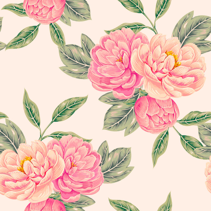 Contemporary Pink Peonies Wallpaper Fashionable
