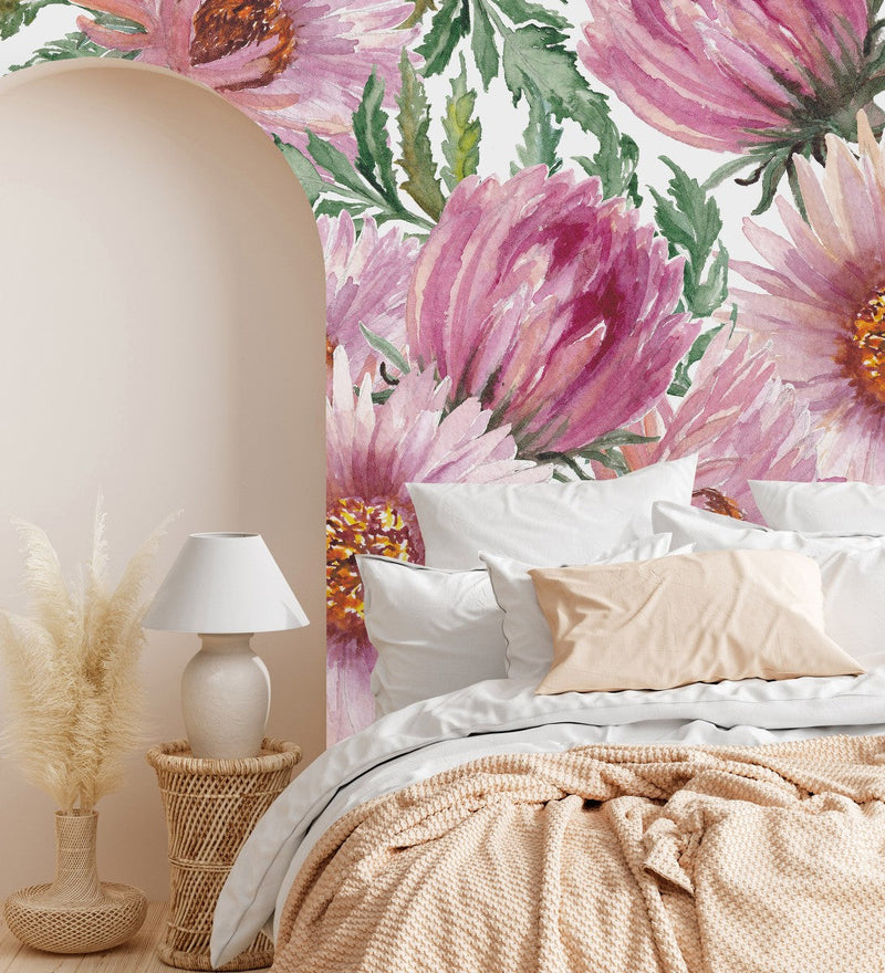 Stylish Modern Pink Asters Wallpaper
