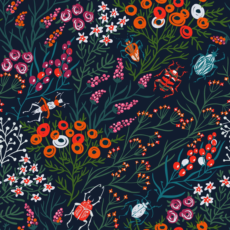Contemporary Flowers and Bugs Wallpaper Vogue