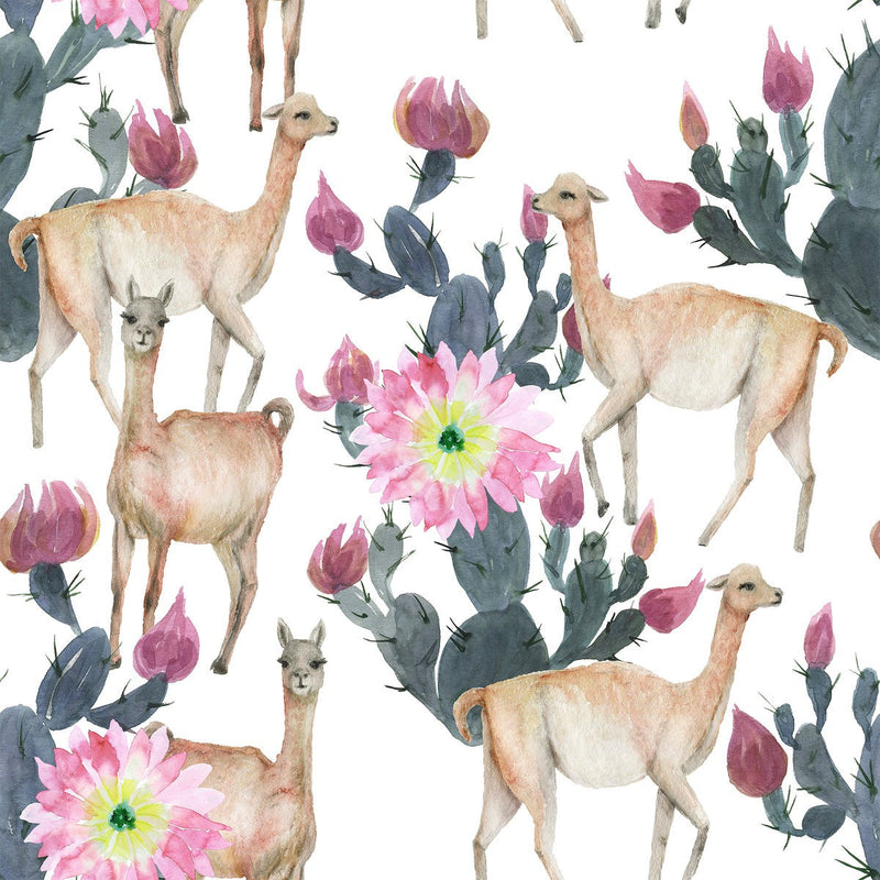 Lamas between Flowers Wallpaper