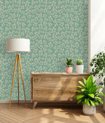 Leaves on Green Background Wallpaper